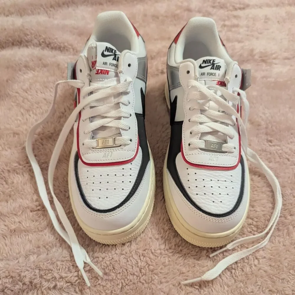 Nike Air Force 1 Shadow - White / Silver / Gym Red (Women's 8.5) - Picture 2 of 8